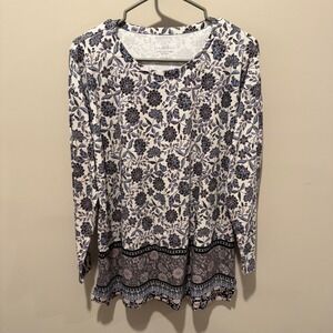 J.Jill Simply Supima Crew Neck Tunic Top‎ Floral Print Women's
